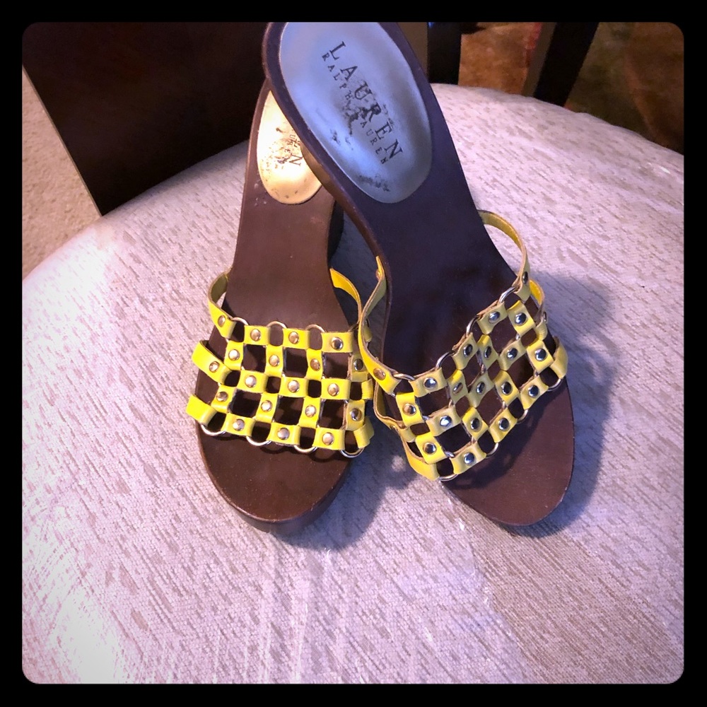 Ralph Lauren wooden sole wedge